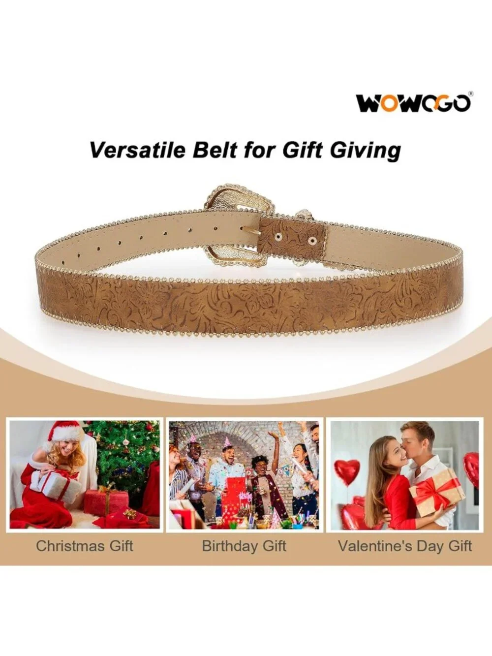 Floral Print Western Leather Belt for Women | Vintage Cowgirl Style for Jeans